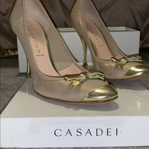 Casadei size 38 gold heels
